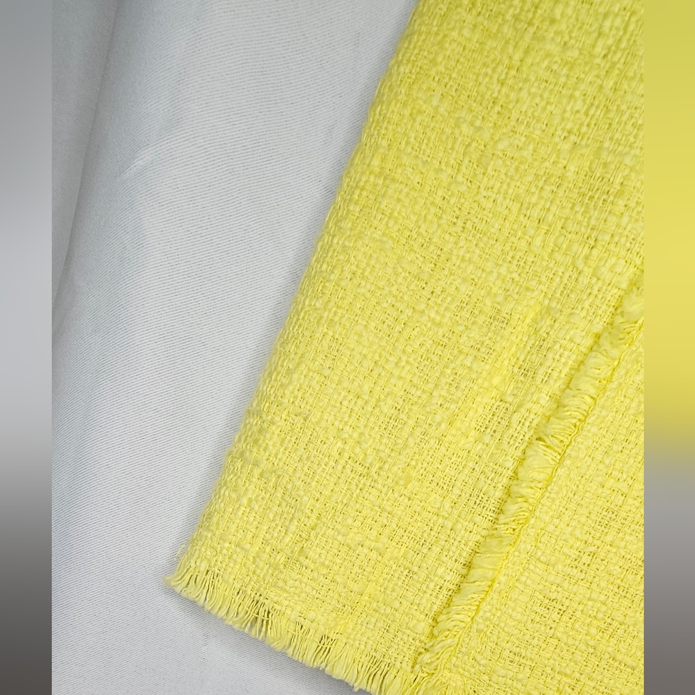 KENAR Yellow Tweed Mini Skirt Raw Hem Fringed Size 2 Preppy Coquette - Picture 3 of 10